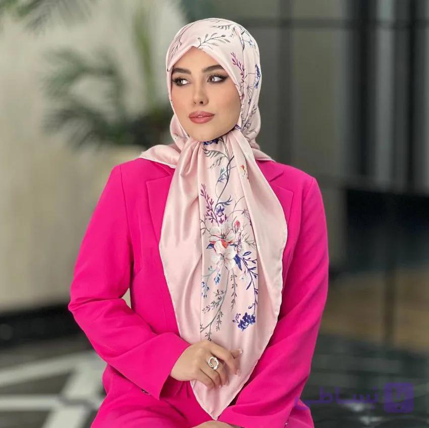 روسری ابریشم ساتن مارک gnt قواره 125 کد 350 — تصویر 1