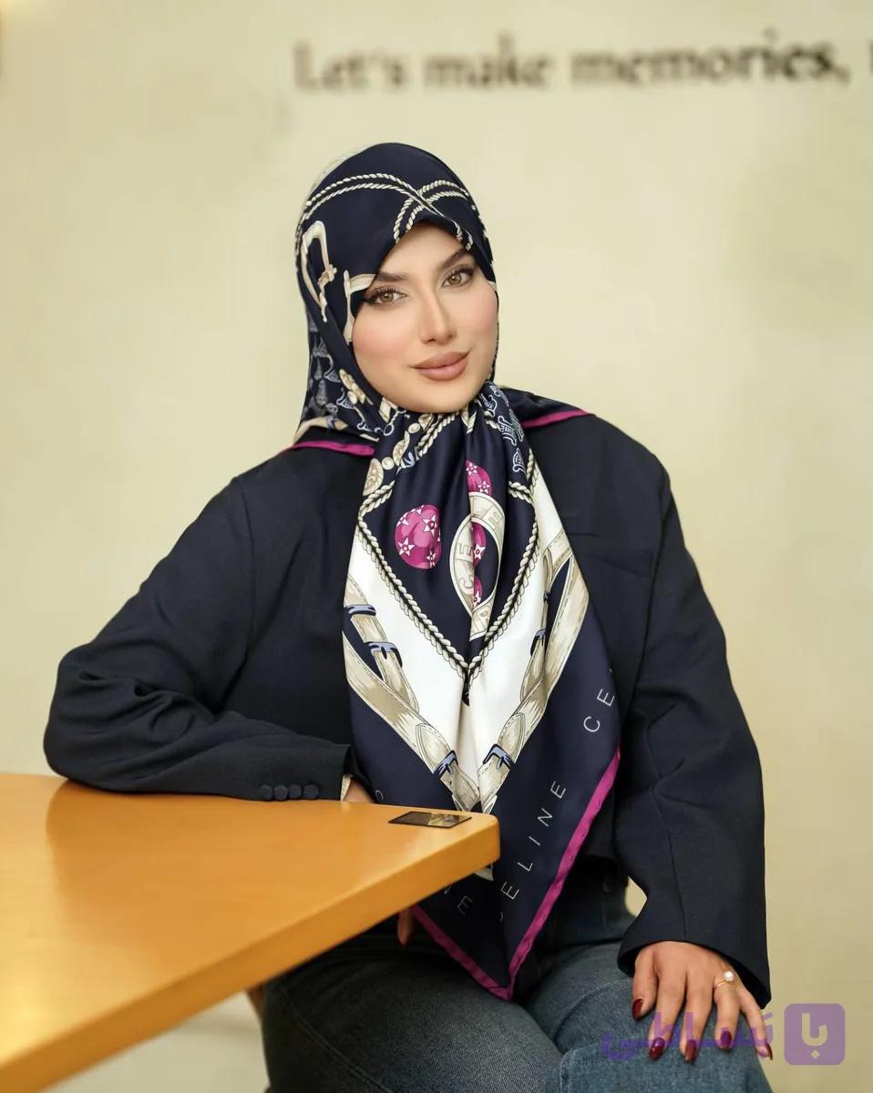 روسری مجلسی ابریشم توییل طرح سلین سایز ۱۳۰ برند GNT | کد 376 — تصویر 1