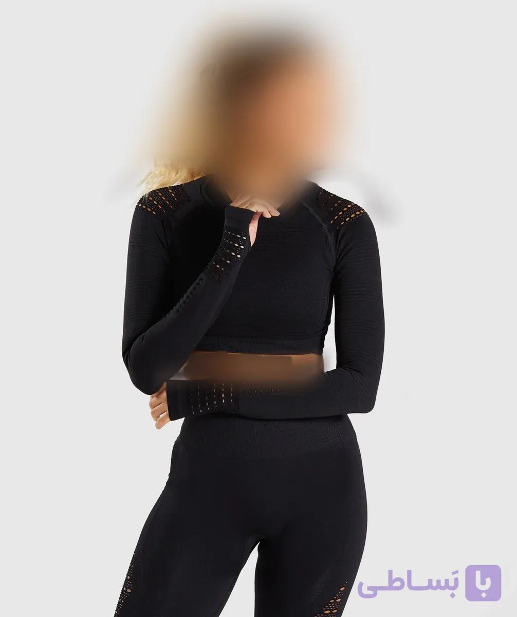 ست کراپ و لگ آستین فینگر دار ورزشی زنانه