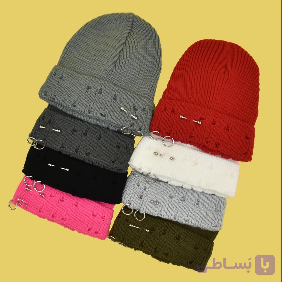 کلاه بافت زاپ دار پرسینگ کد 55 — تصویر 1