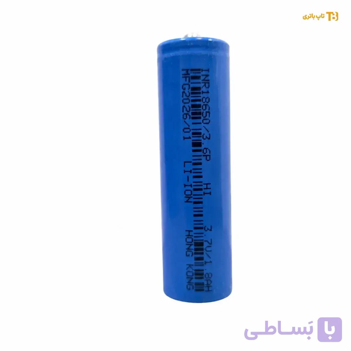 باتری 3.6p_18650 قلمی لیتیوم یون_۳.۷ولت ۱.۸آمپر(نوک دار)