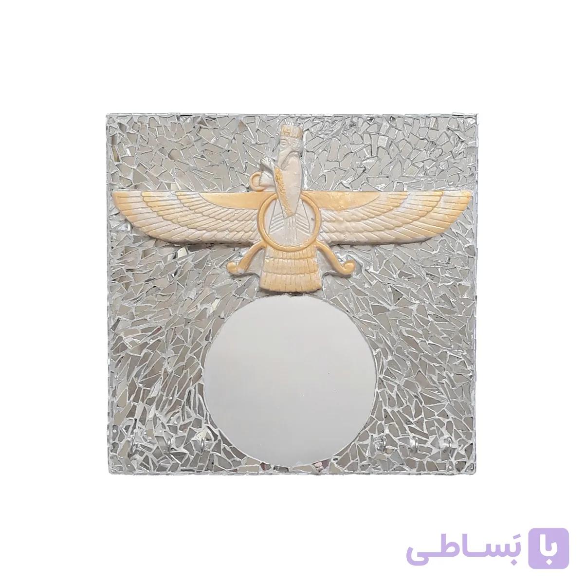 آینه آینه‌کاری‌شده و جاکلیدی دیواری سنتی ، خط هنر — تصویر 1