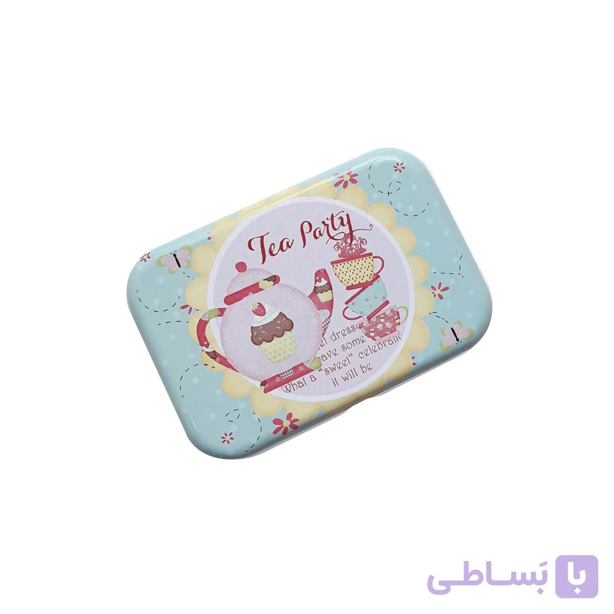 قوطی فلزی طرح قوری و فنجان آبی کد G007 — تصویر 1