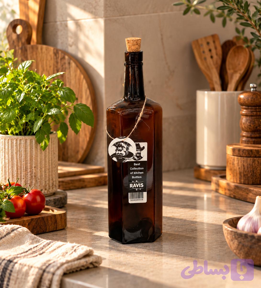 بطری 6 ظلعی قهوه ای