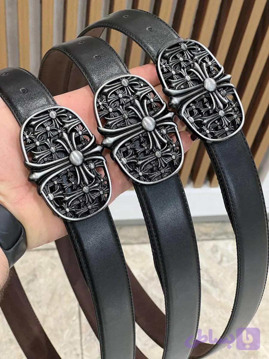 کمربند مشکی سگک کروم هارتز 0006