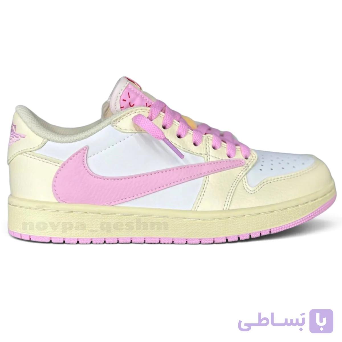 کفش کتونی نایک ایر جردن ۱ لو تراویس اسکات شای پینک Nike Air Jordan 1 Low x Travis Scott Shy Pink — تصویر 1