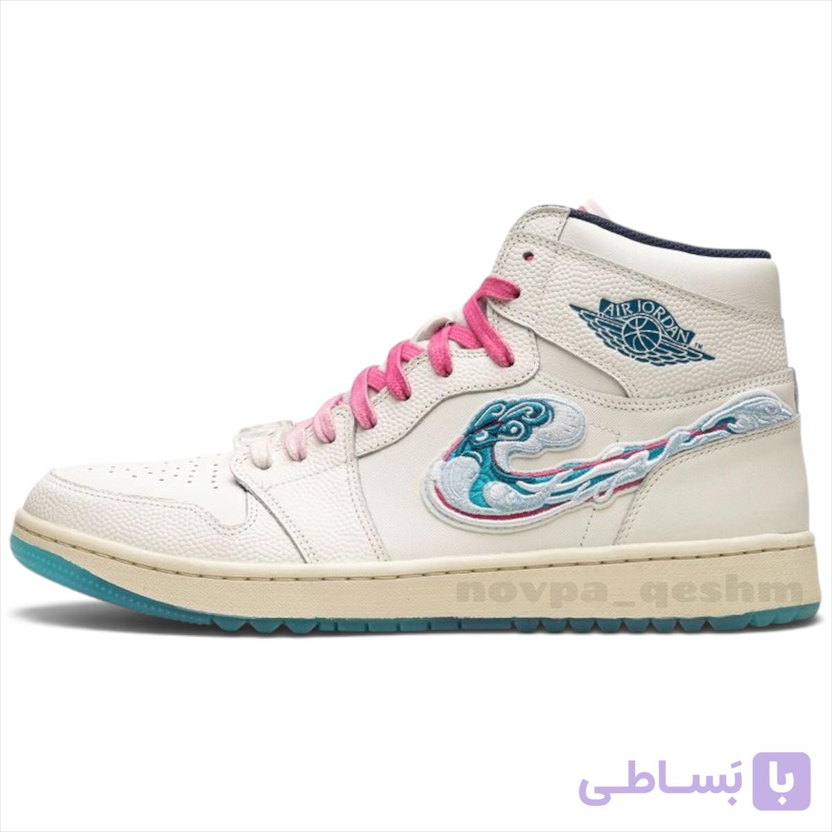 کفش کتونی نایک ایر جردن ساقدار گلف ان آر جی گلدوزی موج Nike Air Jordan 1 Golf NRG 2 Michelle Wie West Aloha — تصویر 1