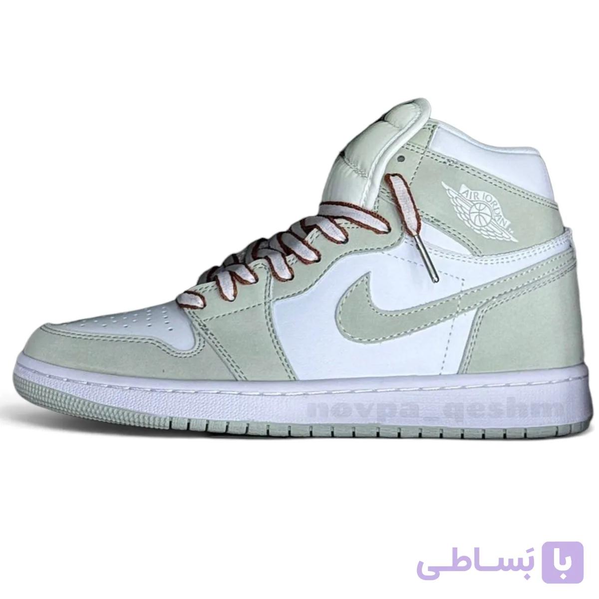 کفش کتونی زنانه نایک ایر جردن 1 ساقدار سی فوم (سبز ماچا) Nike Air Jordan 1 Retro High Seafoam — تصویر 1