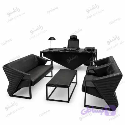 نیم ست چهار نفره اداری مدرن و پایه فلزی مدل صدفی — تصویر 1