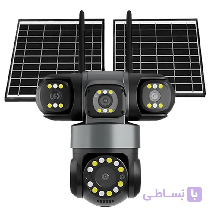 دوربین مینی اسپیددام سولار سیمکارتی3لنز v612سرور داخلی 2 پنل باطری دار — تصویر 1
