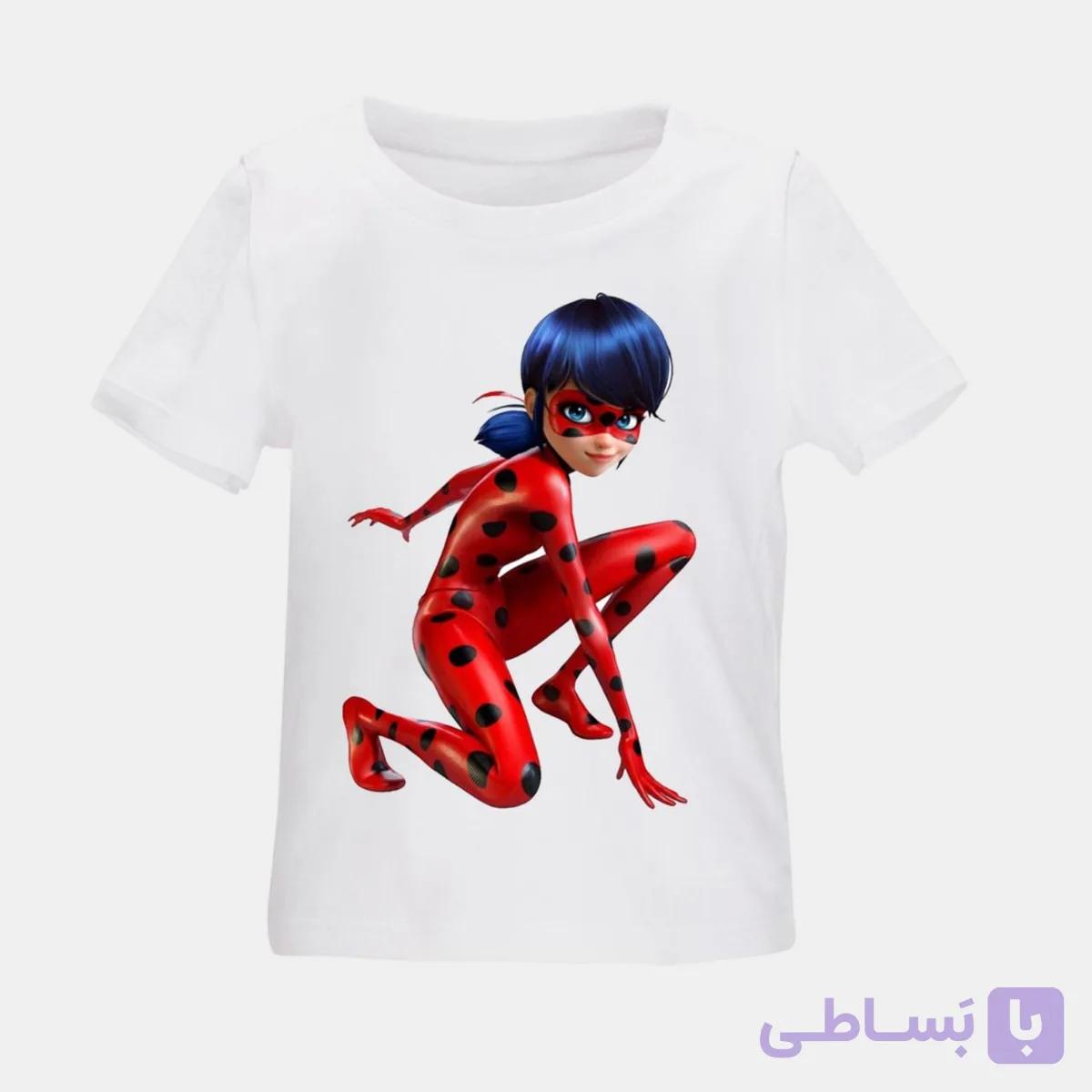 لباس بچگانه تیشرت دخترانه طرح دختر کفشدوزکی RSSجنس فلامنت رنگ ثابت جنس درجه ۱ در ریزه میزه