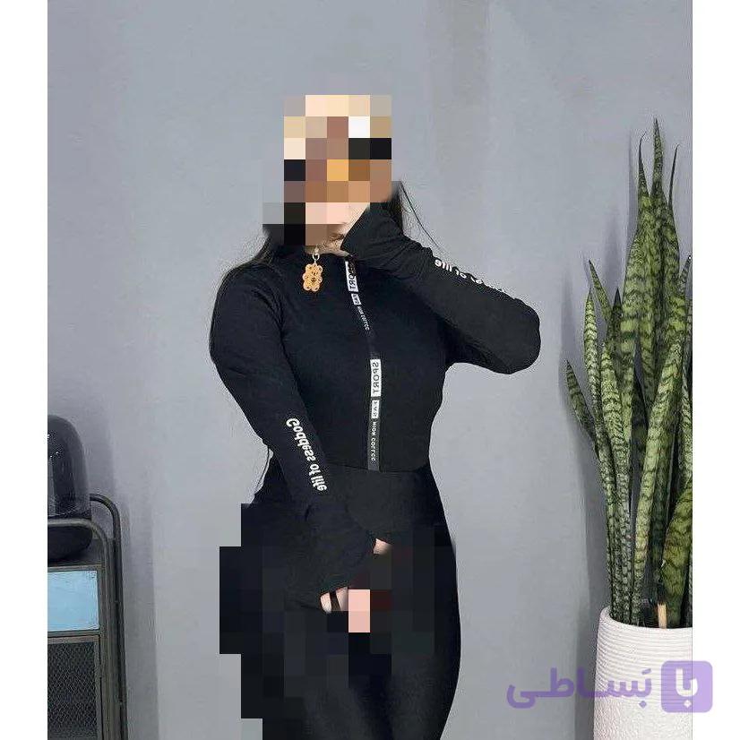 30215 بادی آستین فینگری شستی یقه زیپ دار نواردوزی کبریتی فری سایز ۳۶ تا ۴۲ تن شیک