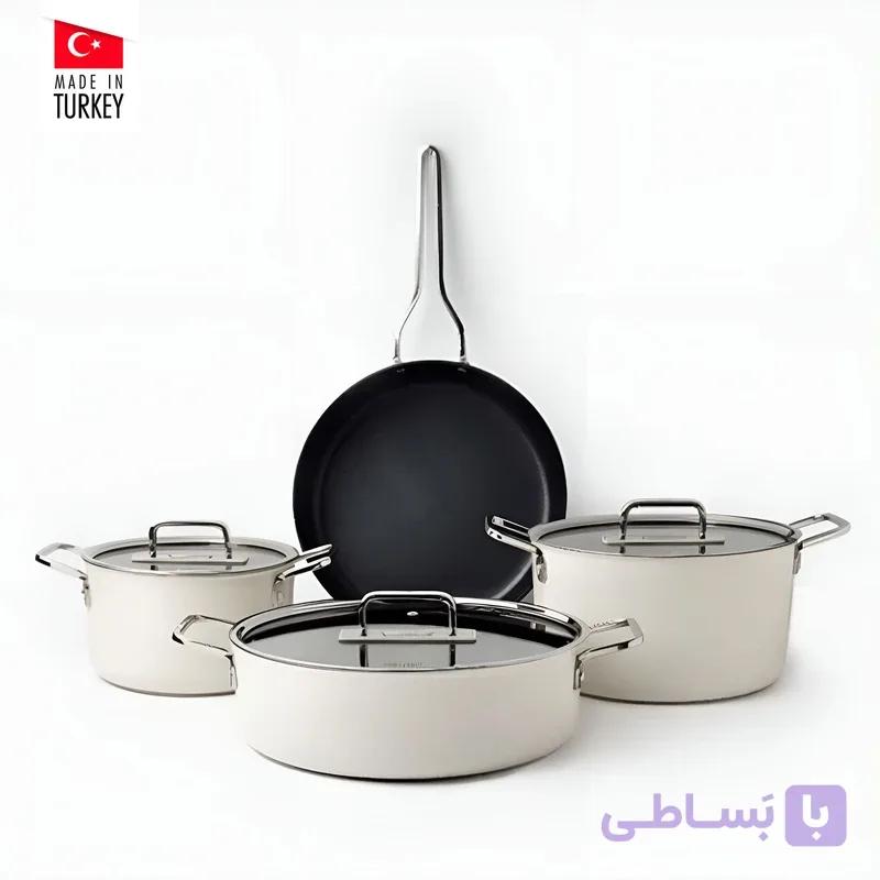 سرویس قابلمه و تابه سرامیکی ۷ پارچه گیگیلی بلینی مشکی مدل GIGILLI FIN BLACK — تصویر 1