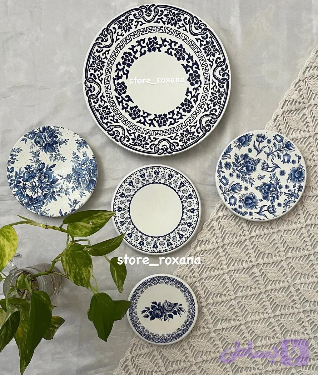 ست دیوارکوب ۵ عددی سفید و آبی طرح قلم آبی