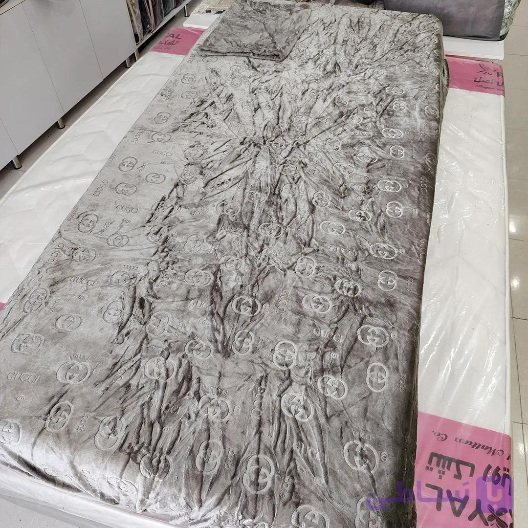 نیم ست روتختی مخمل یک نفره طوسی
