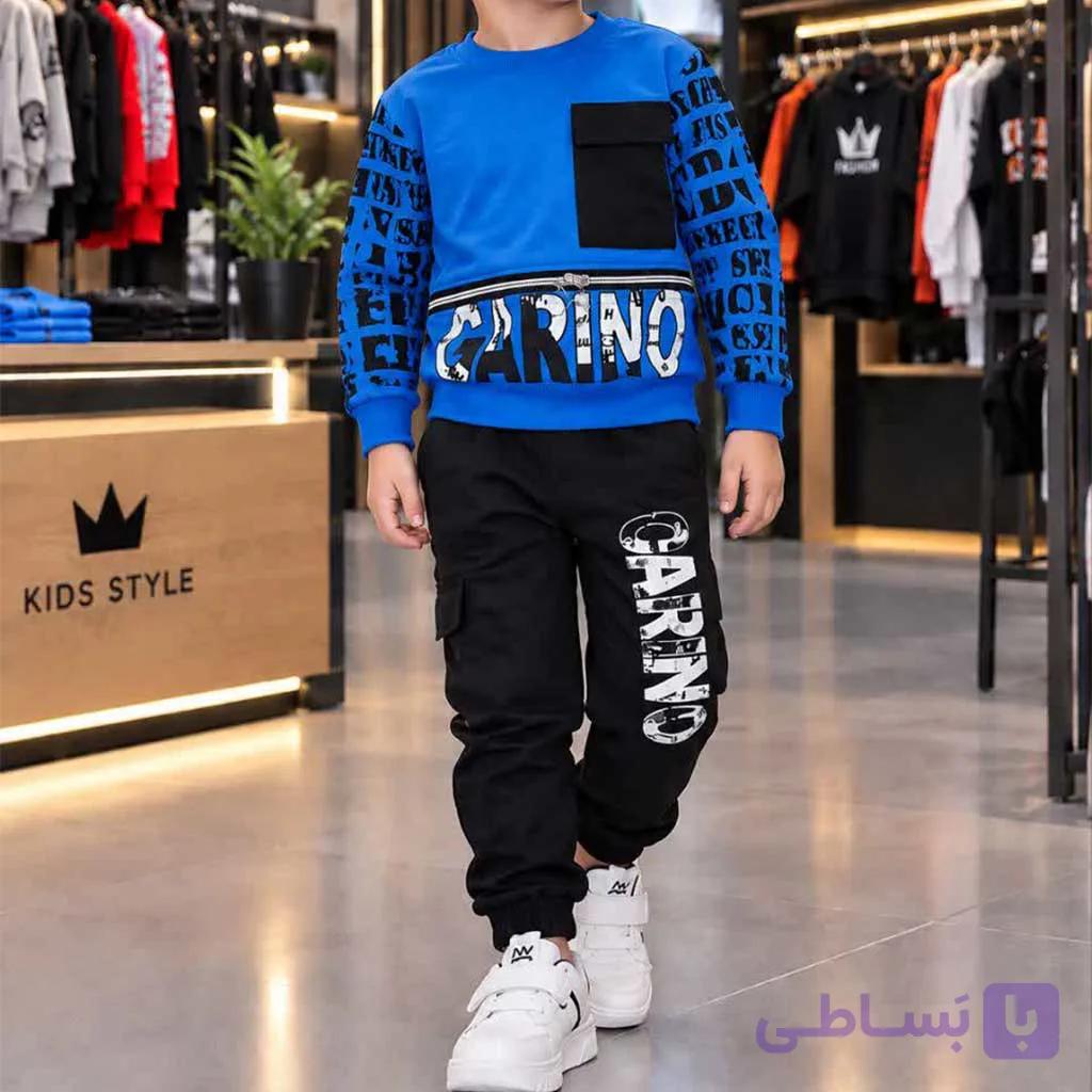 بلوز شلوار جیب دار بچگانه رنگ آبی — تصویر 1