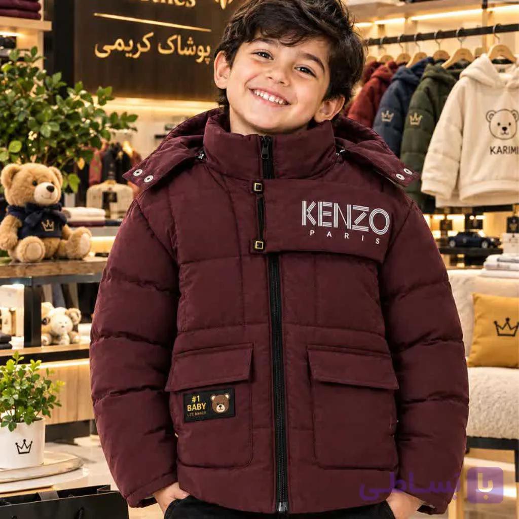 کاپشن کنزو بچگانه رنگ زرشکی — تصویر 1