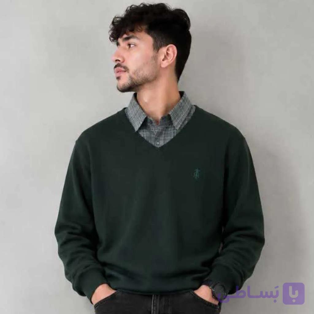 بلوز یقه پیراهنی مردانه رنگ سبز — تصویر 1