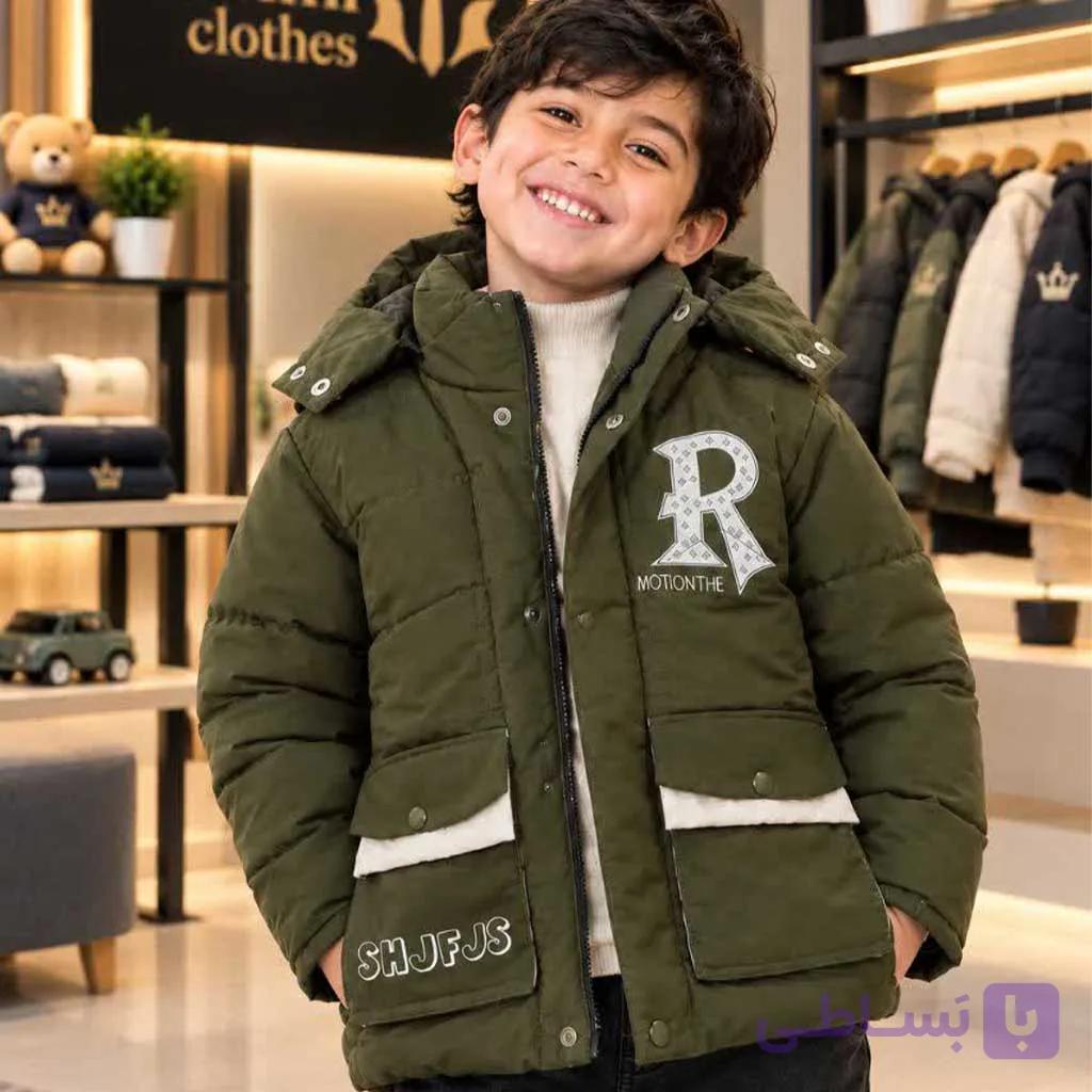 کاپشن مدل R بچگانه رنگ سبز — تصویر 1