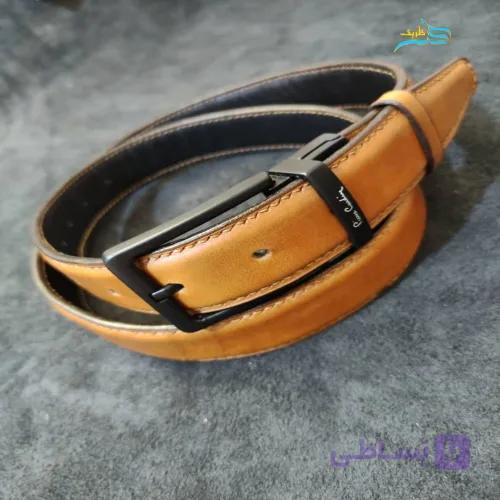 کمربند مردانه دو رو چرم گاوی، دست دوز و دستساز
                                                                        Hand-stitched, handmade reversible men's cowhide leather belt.