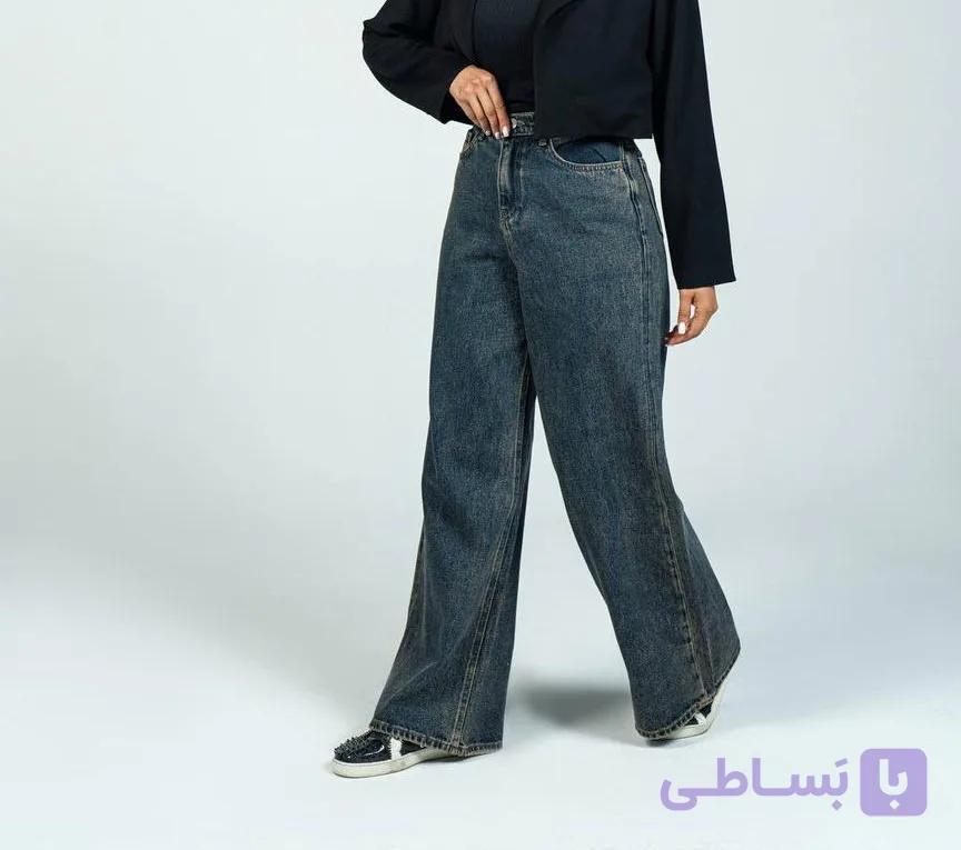 شلوار جین واید آبی تینت موکا