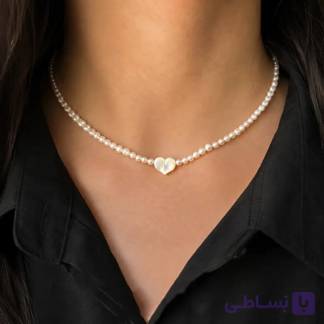 گردنبند مروارید دلارام با پلاک صدف اصل — تصویر 1