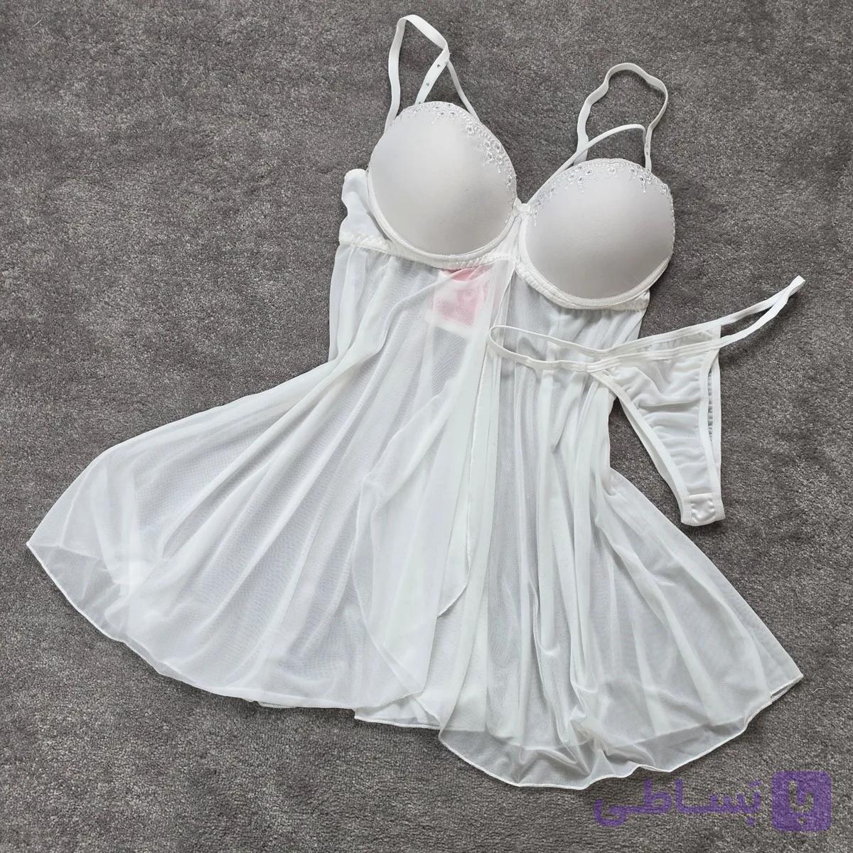 لباس خواب کاپدار سفید سایز 85 90