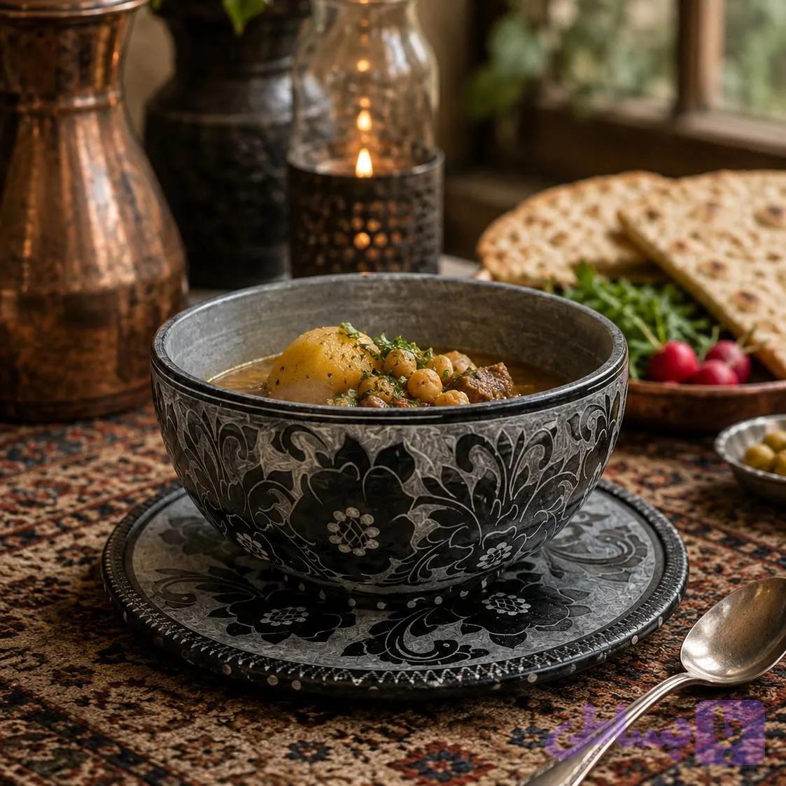 کاسه و بشقاب سنگی طرح رز — تصویر 1