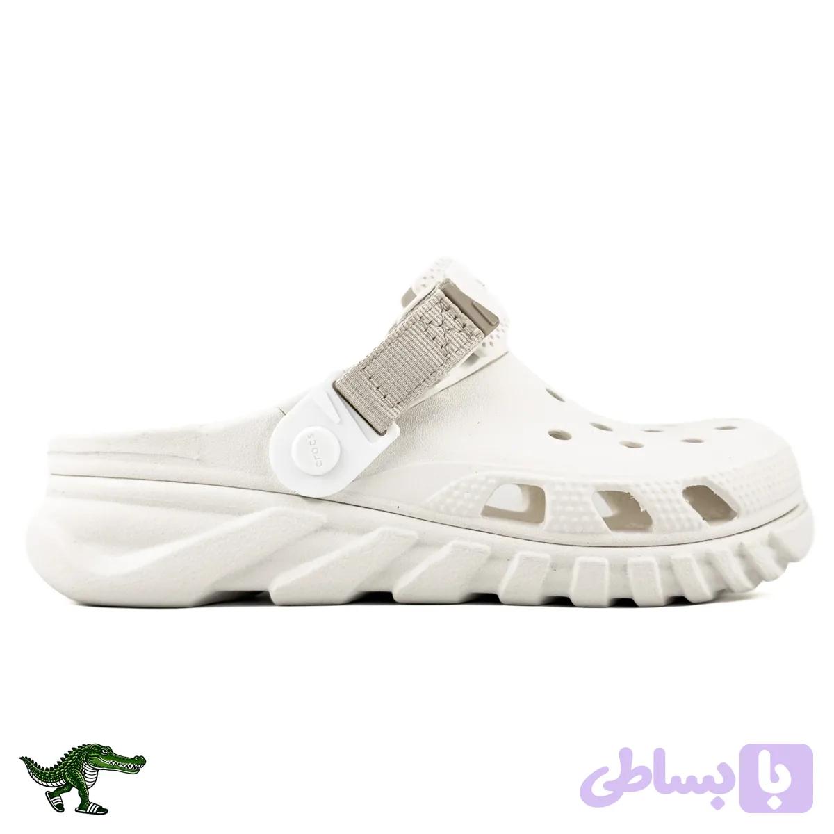 کراکس دوئت مکس سفید شیری با بند خاکی | Crocs Duet Max — تصویر 1