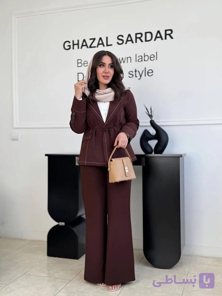 ست مانتو شلوار کتان کش ماران فری سایز