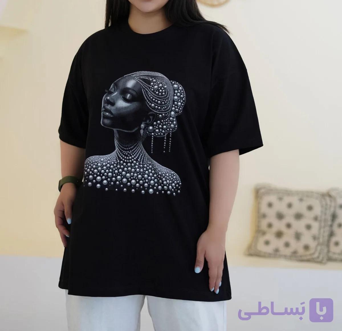 تیشرت لانگ پنبه رخ سه بعدی فری سایز