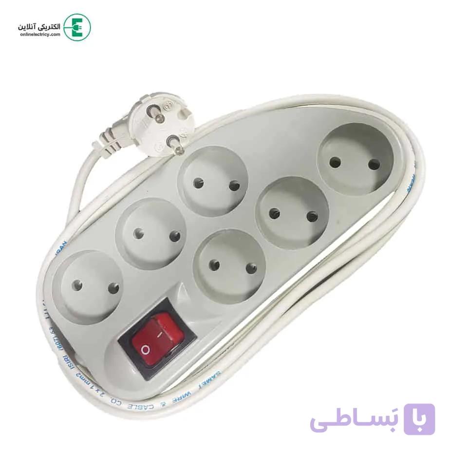 سیم سیار 6 خانه کلید دار سیم 3 متر ارزان