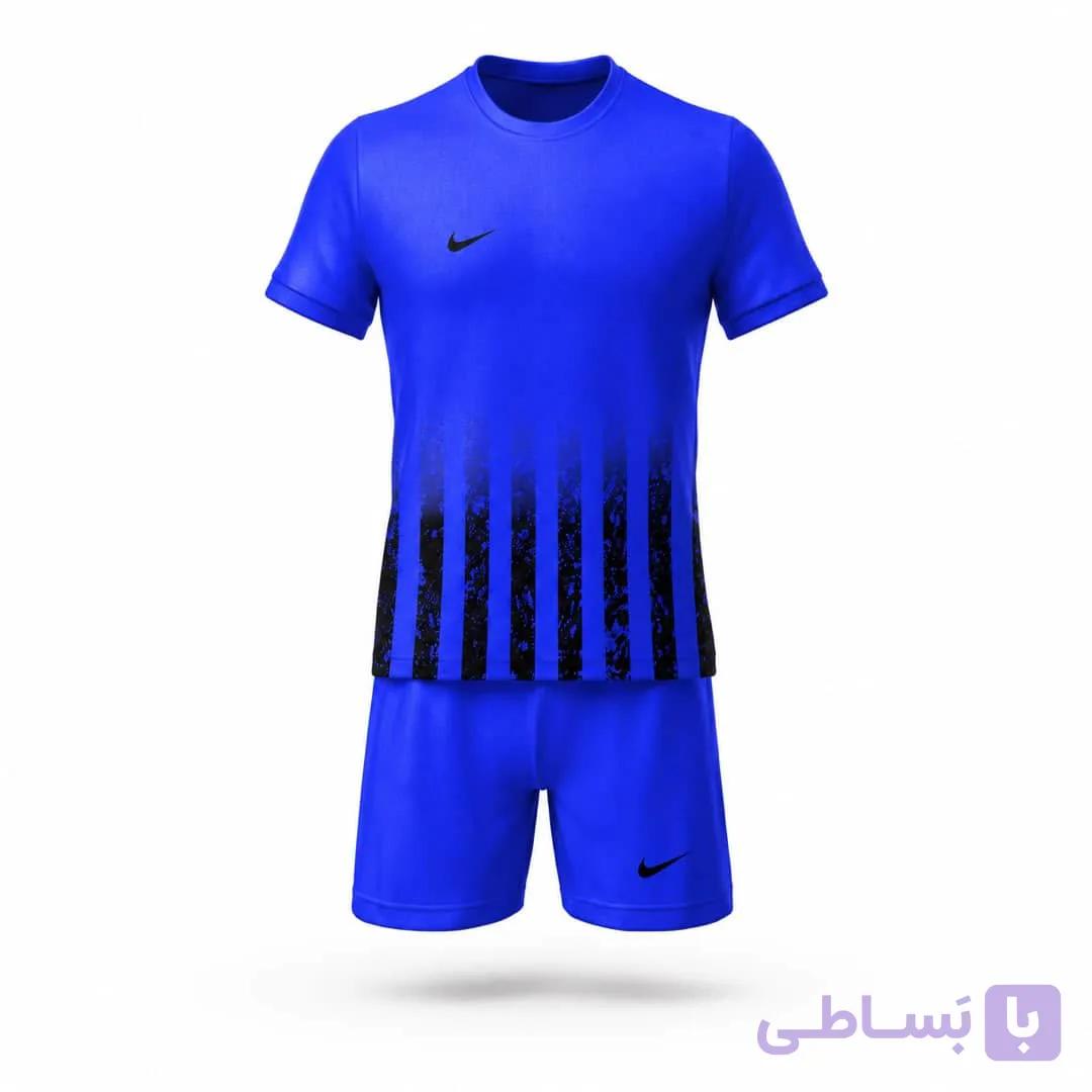 ست پیراهن شورت ورزشی نایک طرح راه راه رنگ آبی