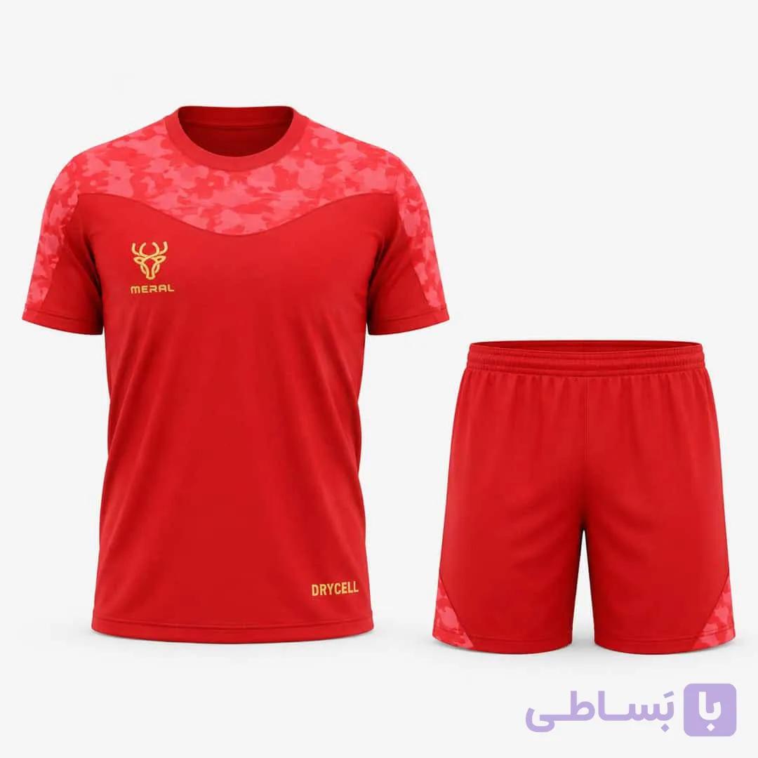 ست پیراهن شورت ورزشی طرح مرال کمان رنگ قرمز