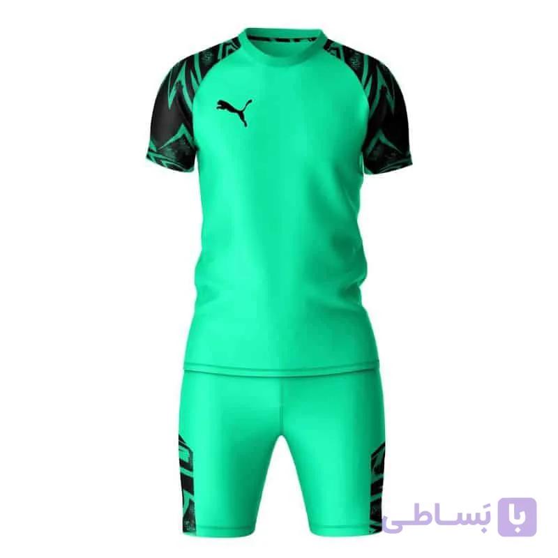 ست پیراهن شورت ورزشی طرح پوما کد ۱۰۰۳ رنگ سبز بارسا