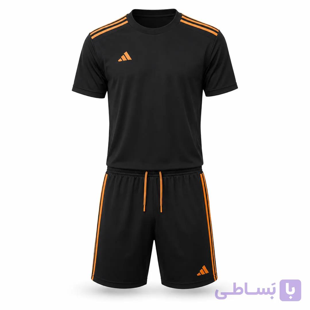 ست پیراهن شورت ورزشی آدیداس کد ۱۰۰۱ رنگ مشکی
