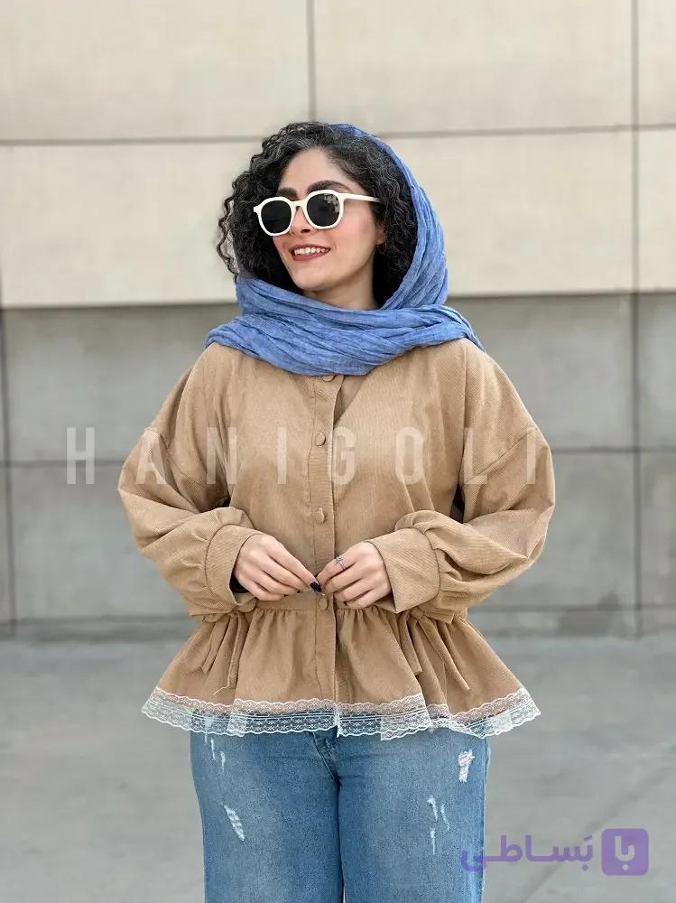 مانتو عروسکی مخمل کبریتی مدل افرا مشکی برند حانی گلی (جلو باز چین‌چینی) — تصویر 1