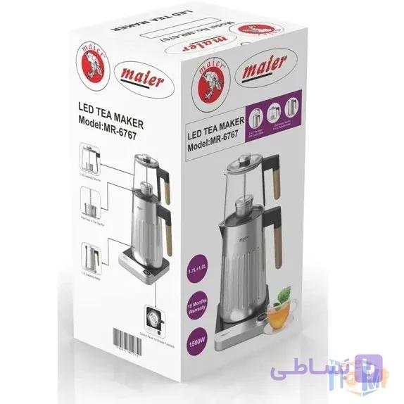 چای ساز مایر مدل MR-6767 ظرفیت ۱.۷ لیتر با کتری استیل ضد زنگ — تصویر 1