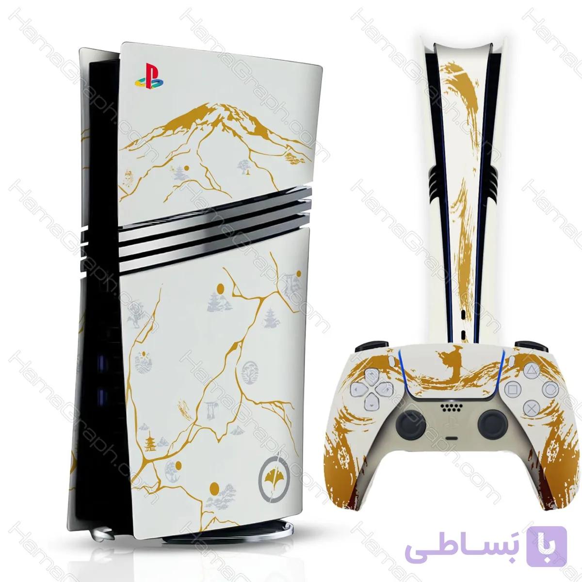 برچسب پلی استیشن 5 پرو طرح ghost of yotei bundle — تصویر 1