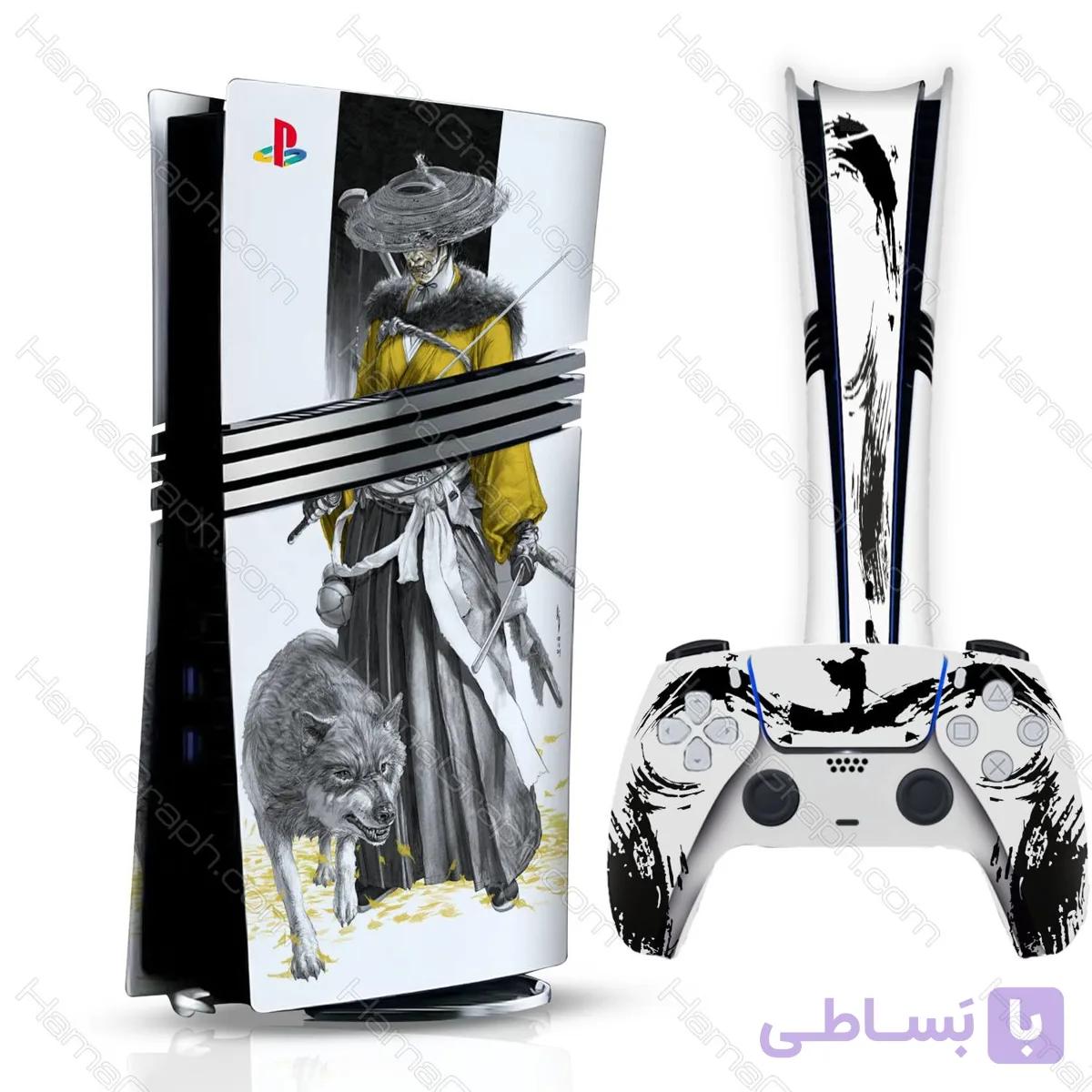 برچسب پلی استیشن 5 پرو طرح wolf of yotei — تصویر 1