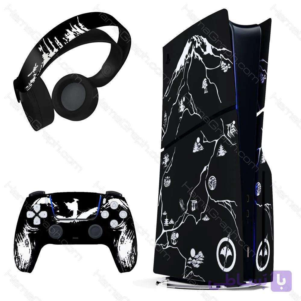 برچسب پلی استیشن 5 اسلیم طرح ghost of yotei bundle — تصویر 1