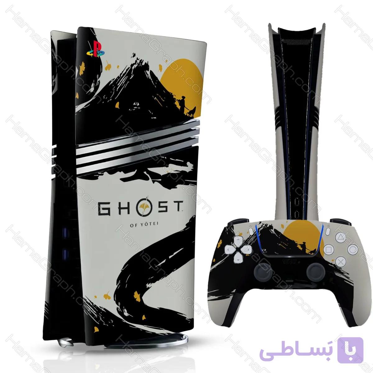 برچسب پلی استیشن 5 پرو طرح ghost of yotei mnt — تصویر 1