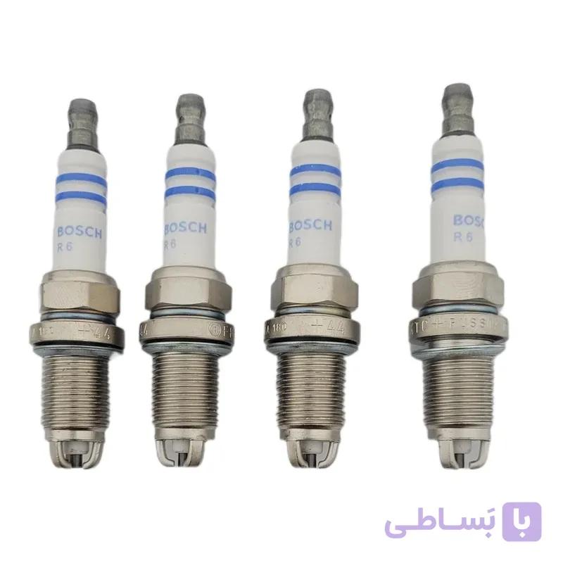 شمع خودرو بوش مدل سه پلاتین پایه کوتاه کدR6 پایه کوتاه بسته 4 عددی