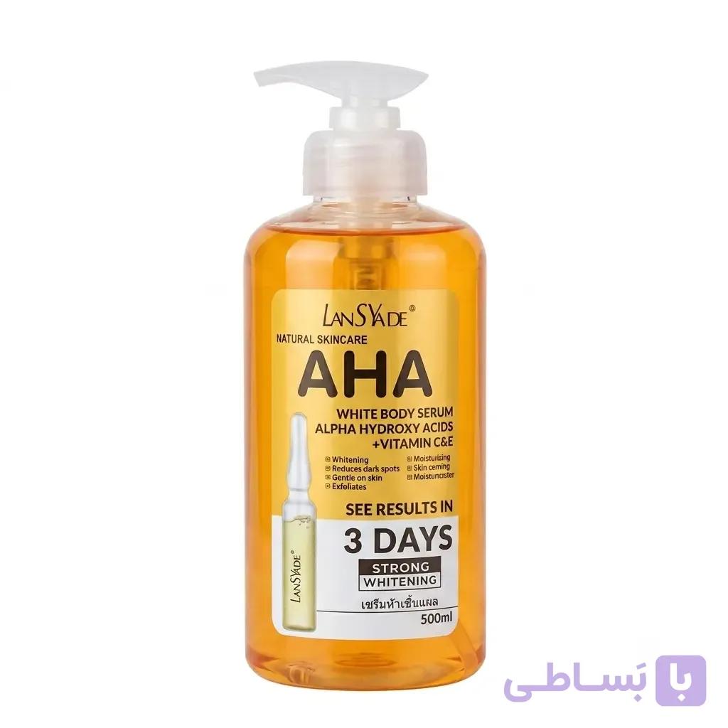 سرم بدن AHA لانساید 500 میلی‌لیتر؛ سرم سفیدکننده و لایه‌بردار بدن — تصویر 1