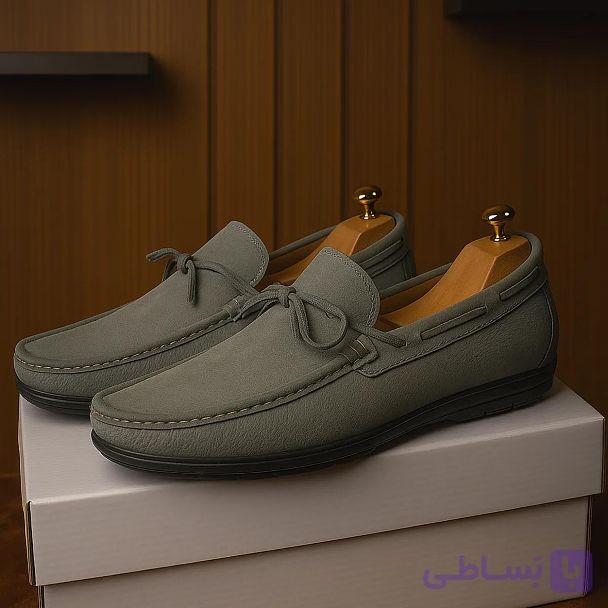 کالج چرم مردانه کد CL18GR رنگ طوسی