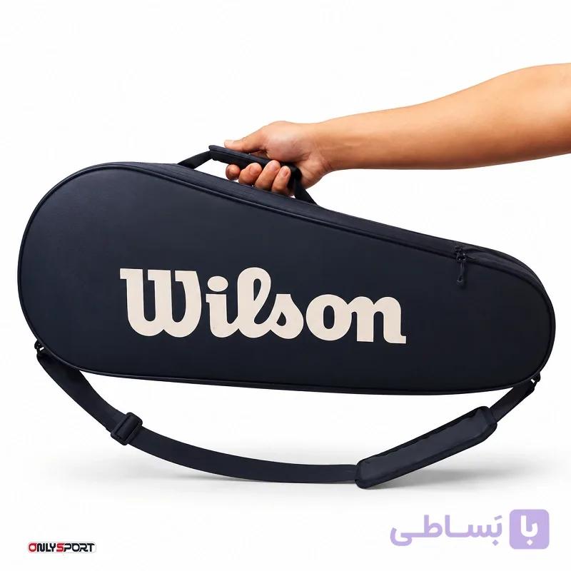 ساک ورزشی بدمینتون تنیس اسکواش تک زیپ تک بند ویلسون طوسی — تصویر 1