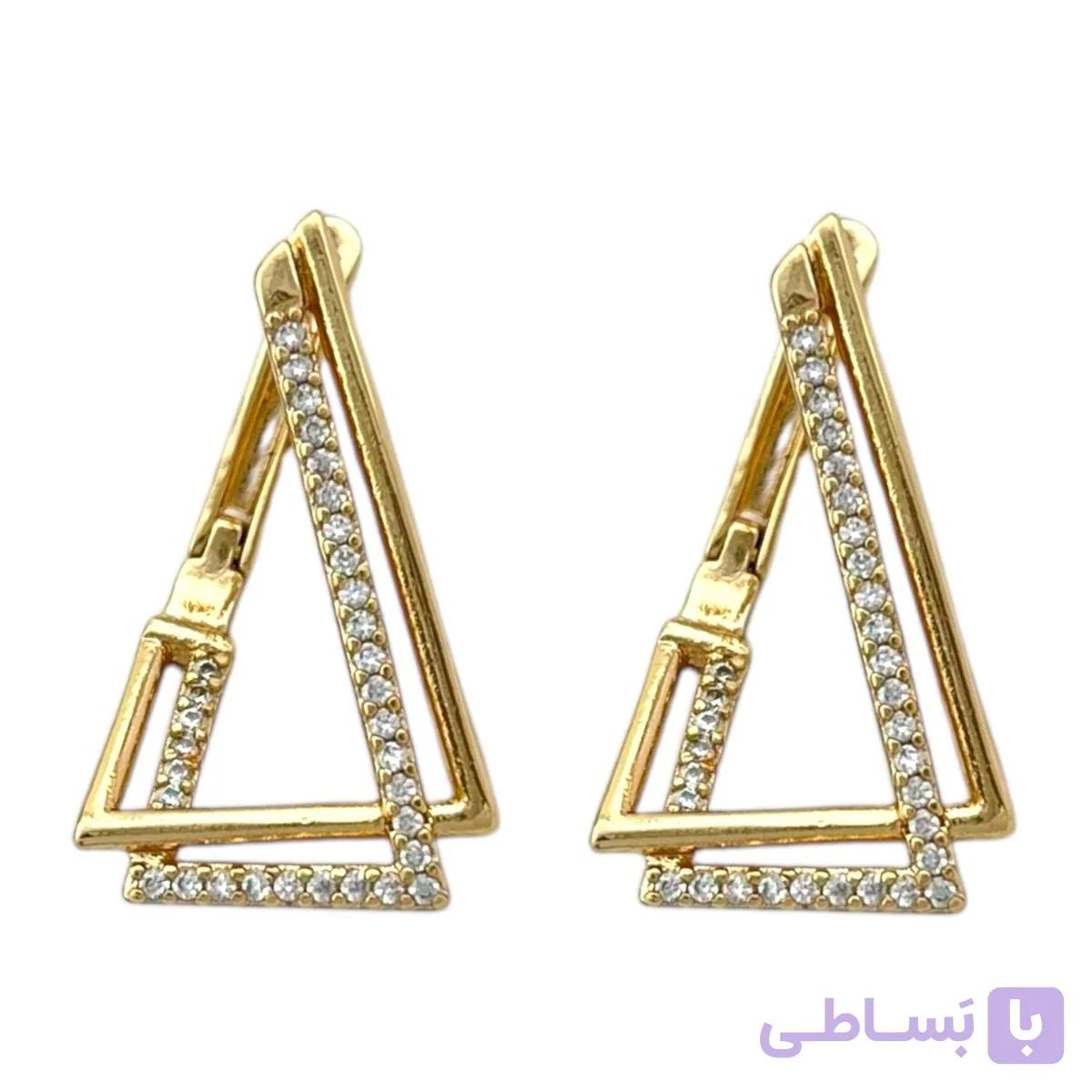 گوشواره زنانه طرح طلا ژوپینگ مدل مثلثی کد E06