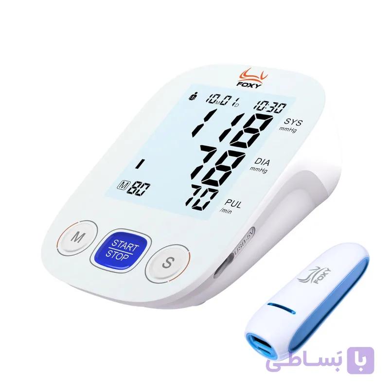 فشارسنج بازویی دیجیتال فوکسی مدل WHITE با قابلیت اندازه‌گیری فشار خون و ضربان قلب، حافظه بالای 99 رکورد، پشتیبانی دو کاربره، تشخیص آریتمی، نمایشگر LCD و همراه پاوربانک و کیف ضد ضربه — تصویر 1