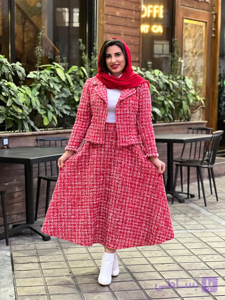 ست پاییزه کت و دامن شانل زنانه مدل آوا
