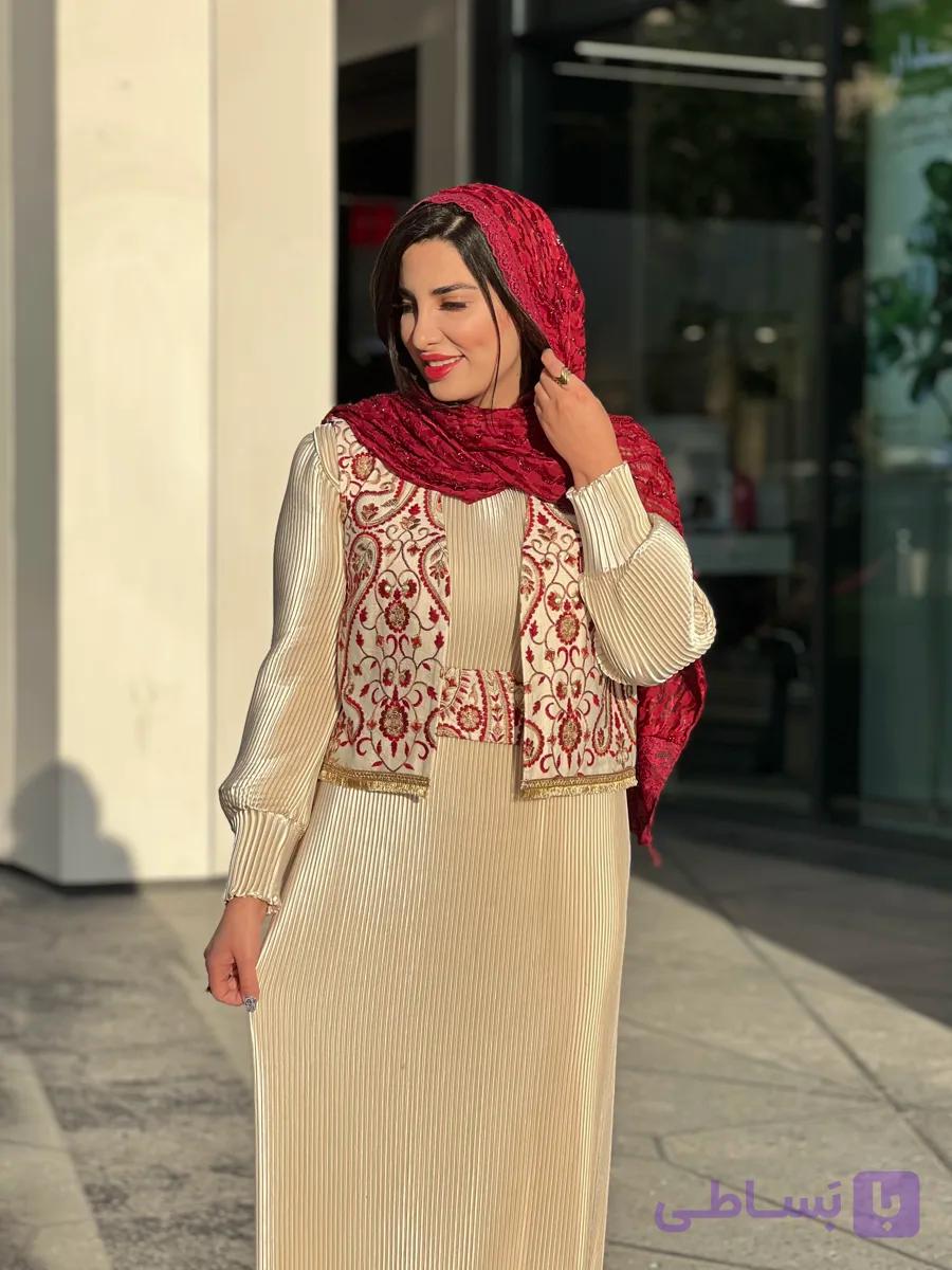 پیراهن ساتن پلیسه زنانه